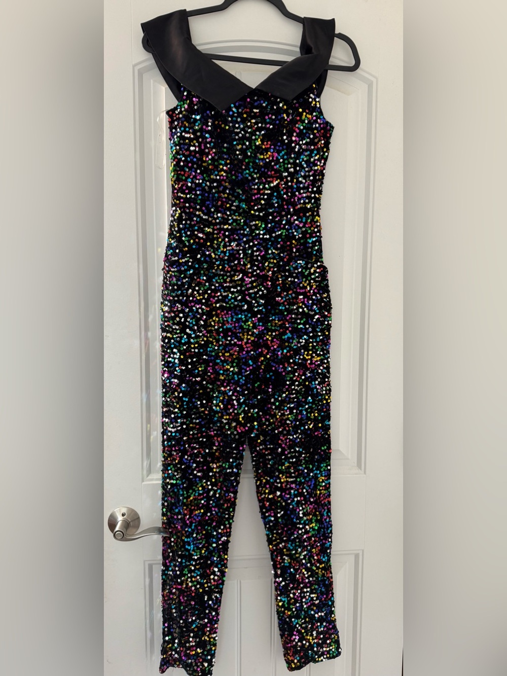 Unique Vintage Black Sequin Rainbow Romper Sz S/4